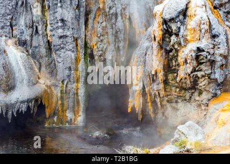 Heiße Quellen in Te Puia, Rotorua in Neuseeland auf der Nordinsel. Close-up Stockfoto