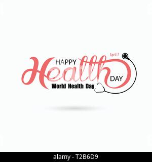 Welt Gesundheit Tag typografische Gestaltungselemente. World Health Day Schriftzug Symbol. World Health Day Schriftzug Symbol. Design für Grußkarten, Poster, Flyer Stock Vektor
