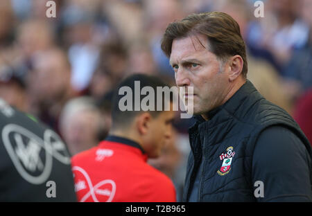 Von Southampton manager Ralph Hasenhuttl während der Englischen Premier League Match zwischen Brighton und Hove Albion Southampton an der Amex Stadion in Brighton. 30. März 2019 Foto James Boardman/Tele Bilder Redaktion nur verwenden. Keine Verwendung mit nicht autorisierten Audio-, Video-, Daten-, Spielpläne, Verein/liga Logos oder "live" Dienstleistungen. On-line-in-Match mit 120 Bildern beschränkt, kein Video-Emulation. Keine Verwendung in Wetten, Spiele oder einzelne Verein/Liga/player Publikationen. Stockfoto