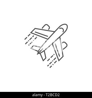 Flugzeugsymbol. Flugzeug Verwandte Vektor Symbol Leitung. Auf weissem Hintergrund. Editierbare Schlaganfall. Stock Vektor