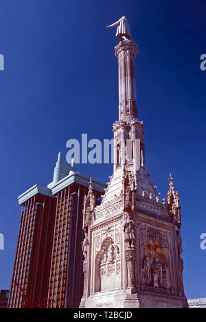 Denkmal von Christoph Kolumbus, Jardines de Descubrimento, Madrid, Spanien Stockfoto