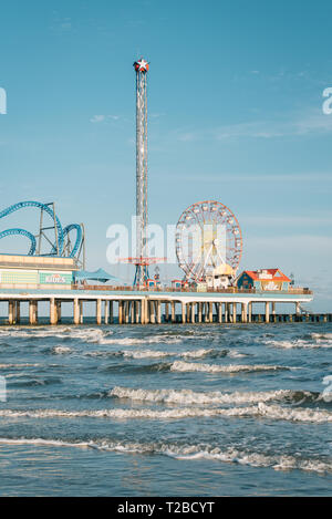 Die Galveston Island Historic Pleasure Pier, in Galveston, Texas Stockfoto