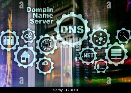 DNS. Domain Name System. Netzwerk Internet Kommunikation. Internet und digitale Technik Konzept. Stockfoto