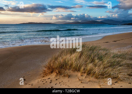 Abendlicht auf Scarista Bay, Isle of Harris Stockfoto