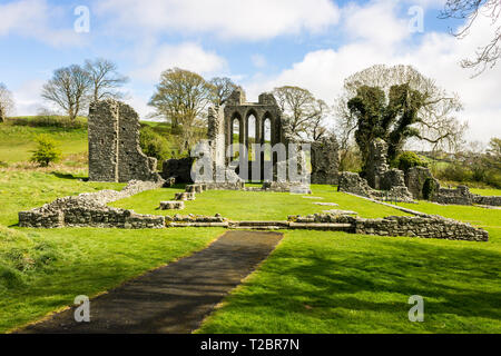 Inch Abbey, Nordirland, eine große zerstörten Klosteranlage in der nähe von Downpatrick, County Down am nördlichen Ufer des Flusses Quoile Stockfoto