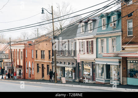 Main Street in der Innenstadt von alten Ellicott City, Maryland Stockfoto