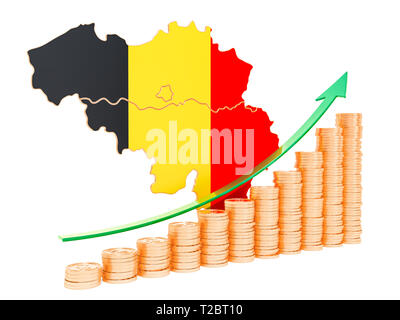Das wirtschaftliche Wachstum in Belgien Konzept, 3D-Rendering auf weißem Hintergrund Stockfoto