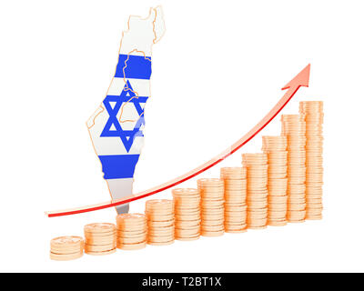 Wirtschaftswachstum in Israel Konzept, 3D-Rendering auf weißem Hintergrund Stockfoto