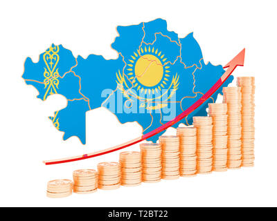 Wirtschaftswachstum in Kasachstan Konzept, 3D-Rendering auf weißem Hintergrund Stockfoto