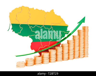 Wirtschaftswachstum in Litauen Konzept, 3D-Rendering auf weißem Hintergrund Stockfoto