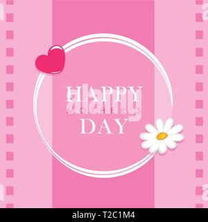 Glückliche Mütter Tag Schriftzug Grußkarte mit Blume und Herzen Vector EPS Abbildung 10 Stock Vektor