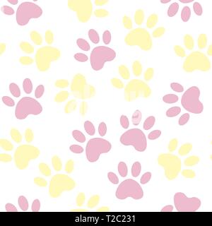 Hintergrund mit Schattenrissen von Katze oder Hund Platzbedarf. Vector Illustration animal paw-Pattern. Pfotenabdruck nahtlos. Stock Vektor