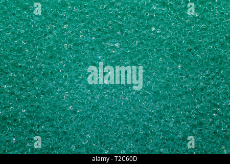 Extreme Makroaufnahme eines grünen Dish Wash Schwamm für den Aufbau des Materials. Stockfoto