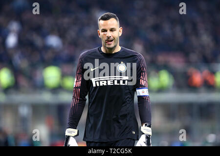 Mailand, Italien. 31 Mär, 2019. Samir Handanovic des FC Internazionale während der Serie A-Spiel zwischen dem FC Internazionale und SS Lazio. Credit: Marco Canoniero/Alamy leben Nachrichten Stockfoto