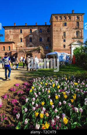 Italien Piemont Pralormo Burg' messer Tulipano' Event ankündigen, um die Feder zu Tulpen gewidmet Stockfoto