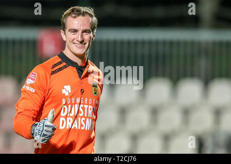 AMSTERDAM, 01-04-2019, Sportpark De Toekomst, Keuken Kampioen Divisie, Jong Ajax - Cambuur, Saison 2018 / 2019, cambuur Torwart Xavier Mous während des Spiels Jong Ajax - cambuur Stockfoto