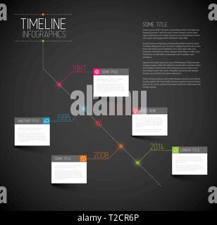 Vektor Infografik dunkel Diagonale timeline Berichtvorlage mit Symbolen Stock Vektor