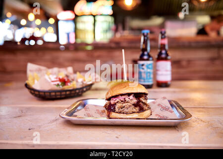 Geräucherter unterbrust Sandwich Stockfoto