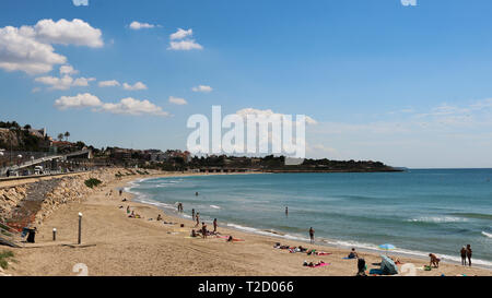 Platja del Miracle Beach in Tarragona, Juni 2018. Stockfoto