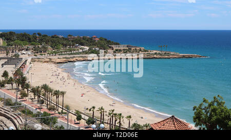 Platja del Miracle Beach in Tarragona, Juni 2018. Stockfoto