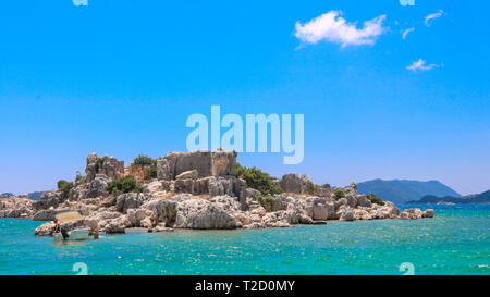 Kekova Inseln in der Türkei. Schießen an einem sonnigen Tag im Juli 2018 Stockfoto