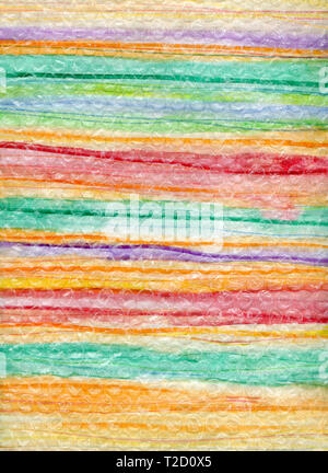 Abstrakte farbenfrohe Hintergrund mit horizontalen Streifen. Bunte Aquarelle vertikale Hintergrund mit bunten Querstreifen und Luftpolsterfolie. Stockfoto