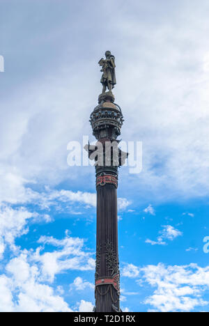 Denkmal von Christoph Kolumbus in den Hafen von Barcelona, am Ende der berühmten Straße Las Ramblas. Katalonien, Spanien Stockfoto