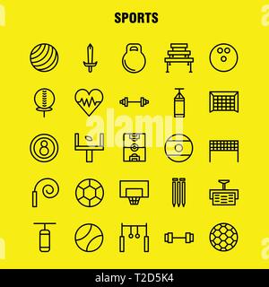 Sport Line Icon Pack für Designer und Entwickler. Ikonen der Ball, Golf, T-Stück, Sport, Kricket, Baumstümpfe, Wicket, Sport, Vektor Stock Vektor