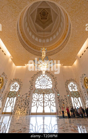 Sheikh Zayed Grand Moschee Gebetsraum, Abu Dhabi, Vereinigte Arabische Emirate Stockfoto