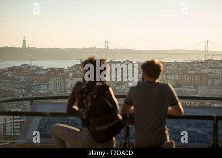 Lissabon, Portugal. 20. Feb 2018. Aussichtspunkt "Nossa Senhora do Monte. Stockfoto