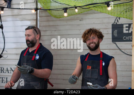 Teilnehmer und Kochkurse Vorführungen an den Geschmack von Dublin Food Festival im Juni jeden Jahres in Dublin, Irland Stockfoto