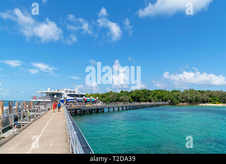 Great Barrier Reef, Australien. Bootsanleger auf Green Island, einer Koralleninsel im Great Barrier Reef Marine Park, Queensland, Australien Stockfoto