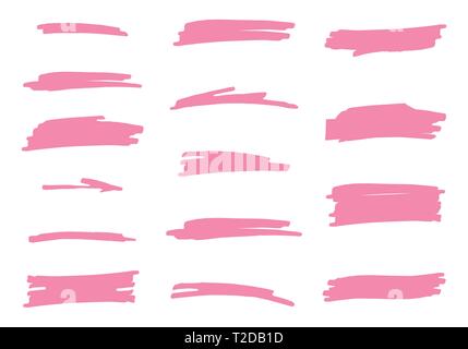 Vektor Textmarker Pinsel festgelegt. Hand gelbe Markierung Streifen markieren gezeichnet. Stock Vektor