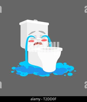 Wc-Schüssel weinen Tränen isoliert. Schrei toilette Cartoon Stil Vektor. Überflutet wc Stock Vektor