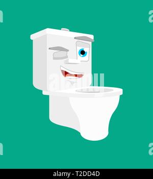 Wc-Schüssel Winks. Toilette glücklich Emoji. freudige Vector Illustration Stock Vektor