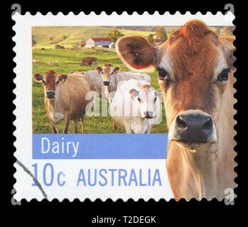 Australien - ca. 2012: einen Stempel in Australien gedruckt Landwirtschaft Australien engagiert zeigt, Molkerei, ca. 2012 Stockfoto