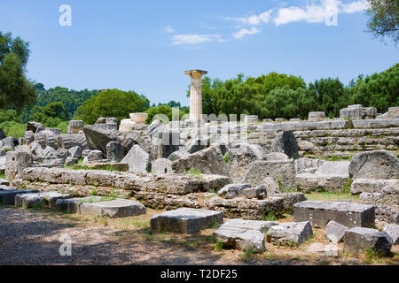 OLIMPIA, Griechenland - 13. JUNI 2014: Gebäude bleibt an der alten Olimpia archäologische Stätte in Griechenland Stockfoto