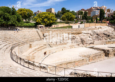 Blick auf das römische Amphitheater in Tarragona, Spanien Stockfoto