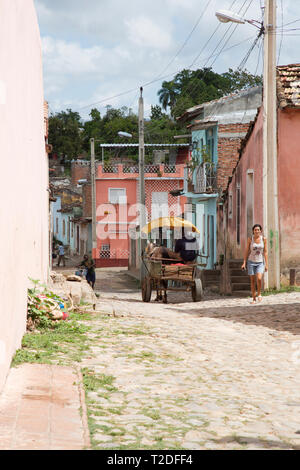 Zurück street scene Trinidad, Sancti Spiritus, Kuba Stockfoto