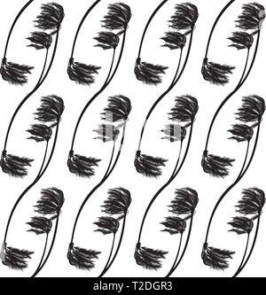 Verbogene Palmen - Nahtlose monochrome tropische Muster Stock Vektor