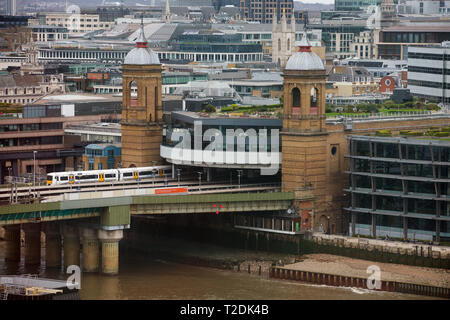 Cannon Street Bahnhof Allgemeine Ansicht GV Luftaufnahme Stockfoto