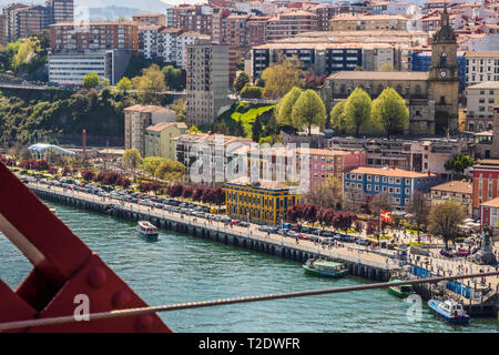 31/März/2019 PORTUGALETE SPANIEN Blick auf Palma De Mallorca aus dem Puente Colgante oder Puente de Bizkaia, sonnigen Tag Stockfoto