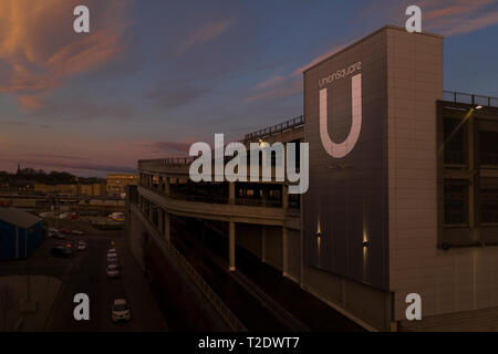 Union Square, Aberdeen Parkplatz. Logo und Stockfoto