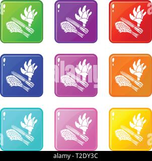 Green food Pflanze Symbole, Satz 9 Colour Collection Stock Vektor
