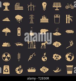 Eco Symbole gesetzt, einfachen Stil Stock Vektor