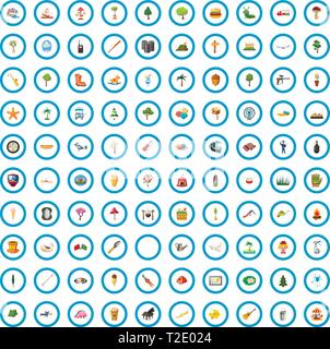 100 Park Icons set, cartoon-Stil Stock Vektor