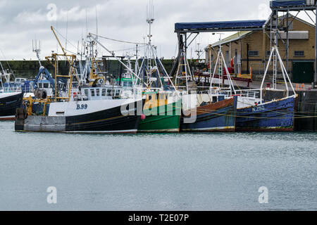 Ardgalss, Nordirland - März 17, 2019: Das ist ein Bild von Ardglass Hafen und seine Fischerboot Flotte, County Down, Nordirland Stockfoto