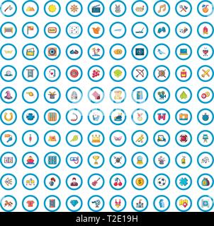 100 Leidenschaft Symbole, Cartoon Stil Stock Vektor