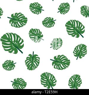 Vector Illustration. Nahtlose Muster. Tropischen grünen Blätter isolieren auf weißem Hintergrund Stock Vektor