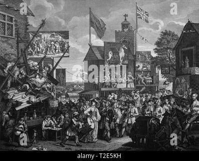 William Hogarth drucken Gravur Southwark Fair Stockfoto